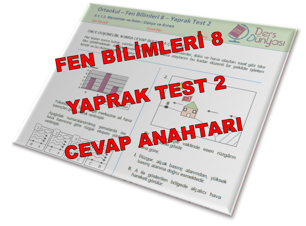 Ortaokul Fen Bilimleri 8 Yaprak Test 2 CEVAP ANAHTARI