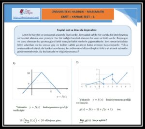 ÜNİVERSİTEYE HAZIRLIK MATEMATİK LİMİT YAPRAK TEST 1