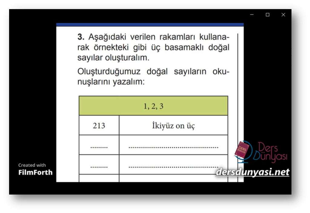 Verilen rakamları kullanarak örnekteki gibi üç basamaklı doğal sayılar oluşturma - İlköğretim İlkokul Matematik Bir Soru Bir Cevap