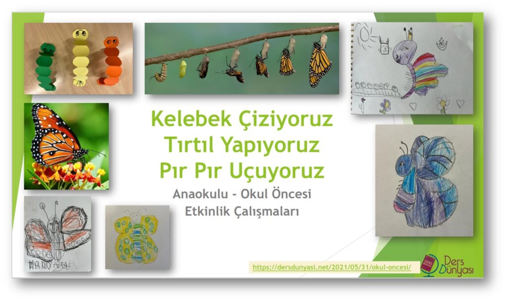 Kelebek Çiziyoruz Tırtıl Yapıyoruz Pır Pır Uçuyoruz - Anaokulu - Okul Öncesi Etkinlik Çalışmaları