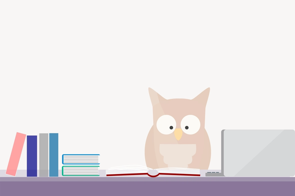 EĞİTİM ARAÇLARI Owl reading background, education illustration