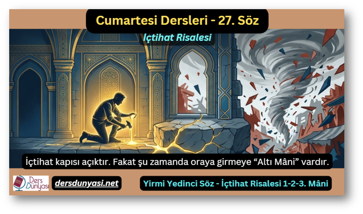 27. Söz – İçtihat Risalesi 1-2-3. Mâni İçtihat kapısı açıktır. Fakat şu zamanda oraya girmeye “Altı Mâni” vardır.
