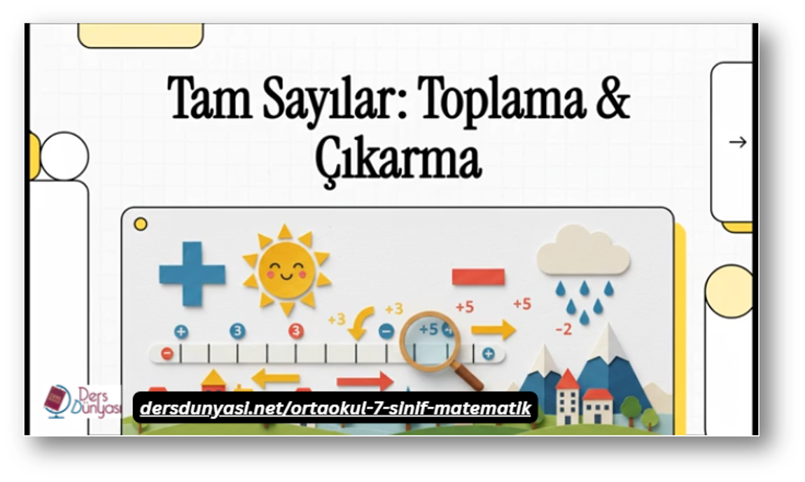 7. Sınıf Matematik Tam Sayılar | 10 Dakikada Toplama–Çıkarma Öğren (Konu Özeti)